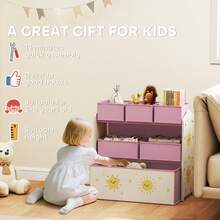 AIYAPLAY Estantería Infantil para Juguetes, con 6 Cajas Extraíbles de Tela no Tejida, Organizador de Juguetes de 3 Niveles, para Habitación Infantil, Sala de Juegos, Guardería, 63x30x66 cm, Rosa - Rosa - Ver 8