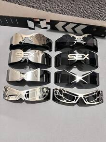 女士和男士未来派赛博朋克风格 Y2K 眼镜，配有一体式镜片 - 时尚眼镜、时尚眼镜和装饰眼镜，适合舞会、万圣节，适合男士和女士 - 彩色 - 查看 3