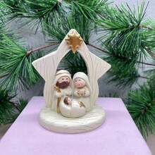 1pc Home & Tabletop Ornament, Nativity Scene Sculpture Decoration For And Easter, Handcrafted Resin Faux Wood Carving Artwork Best Gifts Birthday Home Decor Christmas Decorations Room Decor Christmas - Beige - View 12