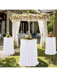 Falda para mesa de cóctel redonda, en blanco, negro, rojo, azul real con diseño ondulado natural, adecuada para bar, fiesta, boda, mesas altas de cumpleaños