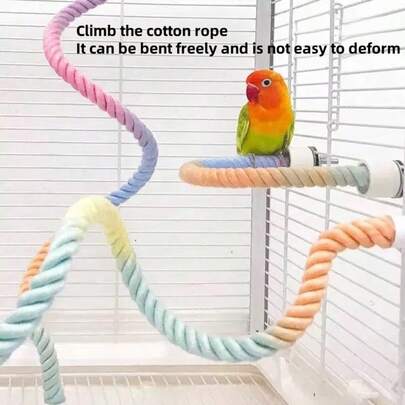 1 peça/gaiola para pássaros, suporte giratório para escalada, fênix negra, peônia, papagaio com pele de tigre, brinquedo de balanço para escalada, suporte de corda de algodão, gaiola para pássaros, itens decorativos, comprimento opcional