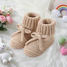 Baby Boys Girls Knitted Shoes Soft Sole First Walking Socks Comfortable Indoor Booties - 卡其色 - 查看 5