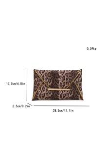 Leopard Print & Solid Color Sequin Decor Minimalist Casual PU Clutch Envelope Bag - Coffee - View 2