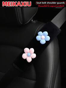 MEIKAXIU 1pc/2pcs New Floral Plush Comfortable Car Seat Belt Shoulder Cover, Safety Belt Decoration, Car Decor, Fashion Business Pink For Women - Small Flower Plush Shoulder Pad - View 8