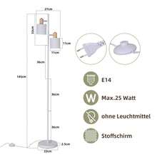 Glitzerlife 1/2ER Floor Lamps Floor Lamp Living Room Floor Lamp Vintage 2 Flames E14 Max. 25W Floor Lamp Fabric Shade White Retro Industrial Floor Lamp Swiveling Reading Lamp With Foot Switch For Bedroom Office Lamps For Living Room (Without Bulb) - Phích cắm loại C của EU (220-240V) - Xem 2