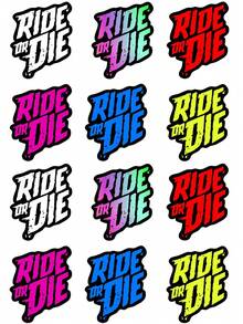 Pegatina impermeable de PET para bicicleta "RIDE OR DIE", con letras llamativas y diseño resistente a los arañazos y colorido, duradera y decorativa para cuadros de bicicleta, adecuada para bicicletas de carretera, bicicletas de montaña, accesorios de ciclismo, entusiastas del DIY y ciclistas. La opción ideal para todos estos grupos.