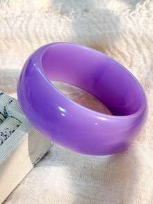 1 pieza Brazalete de resina colorido de dopamina, adecuado para uso diario casual de mujeres, diseño minimalista y redondo grande, regalo único para familiares y amigos (Tamaño: 63mm, por favor revise las dimensiones del producto antes de hacer el pedido)