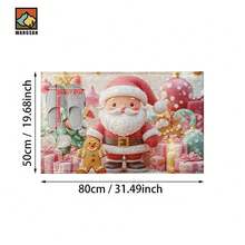 1pc Santa Claus Patterned Bathroom Anti-Slip Mat, Made Of Artificial Cashmere With Plush Decoration, Is Suitable For Bathrooms, Doorways, Kitchens And Other Occasions. It Can Be Machine Washed, Is A Holiday Decoration And Can Be Given As A Gift - Multicolor - View 15