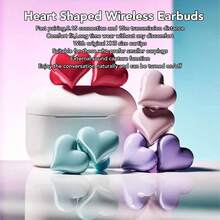 Bewinner Auricular Inalámbrico en Forma de Corazón, Auriculares con Cancelación de Ruido, Auriculares Estéreo Bluetooth 5.3 HiFi con Estuche de Carga para Gimnasio, Oficina, Escuela (Rosa) - 1 - Ver 2