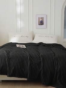 1条柔软、保暖、透气、轻盈舒适的黑色毯子，简约设计，适用于沙发、卧室、客厅，旅行必备，可作午睡毯，多种尺寸可选，可机洗，冬季家居装饰 - 黑色 - 查看 9