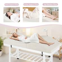 Advwin Foldable Foam Topper For Lash & Massage Beds, Adjustable Straps, Anti-Slip Bottom, Ergonomic Curved Massage Table Mattress Topper, Spa Bed Cushion For Beauty Salon & Spa, Beige - Beige - View 5