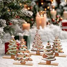 5Pcs Colorful Wooden Christmas Gingerbread Tree Ornament Set Creative Wood Christmas Tree Desktop Decoration - 彩色 - 查看 3