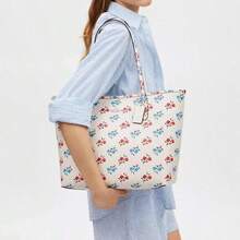 Coach Borsa shopping COACH City 33 con stampa floreale, elegante motivo a grana di pelle, grande, da donna, colore bianco e multicolore CT832