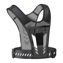 Colete de corrida com faixas refletivas, bolsa de peito, suporte de telefone no peito, adequado para exercícios, preto Fitness, corrida e ioga Roupas e acessórios Equipamentos de segurança e refletivos - Preto - Visão 1