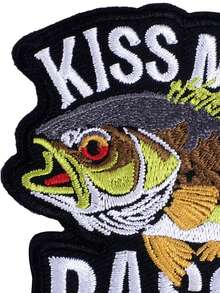 1PC Kiss My Bass Patch Funny Fishing Meme Embroidered Iron On - Multicolor - View 4