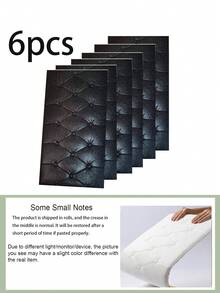 自粘式3D设计，优雅菱形图案装饰靠垫墙贴，适用于榻榻米床头板，柔软衬垫，黑白配色，适合卧室和客厅装饰，泡沫墙板，皮革包裹装饰防撞墙垫，卧室床头板墙面装饰，确保安全 - 彩色 - 查看 22