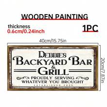 1 Piece Decorative Personalized Backyard Bar Sign, Wooden Sign, Custom Name, Vintage Outdoor Wall Decor For Home Bar, Pub, Cafe, Kitchen