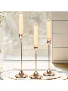 12个/6个/3个/1个/套铁艺锥形烛台，装饰烛台 - 适用于婚礼、宴会、派对、壁炉装饰的烛台桌饰柱形烛台，适用于婚礼、家居装饰、节日派对装饰、庆典装饰 - 香檳金色 - 查看 10