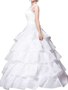 1 件白色女式多层荷叶边长裙、万圣节服装配饰、婚礼装饰 - 白色 - 查看 2