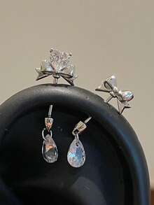 1 Pendiente de diamante rosa, pendiente colgante de conejo, zanahoria, gato y pez, pendiente de diamante de moda y temperamento femenino