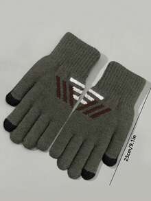 Luvas de inverno, fio de malha, tela sensível ao toque de cinco dedos com veludo grosso, luvas quentes para jogos, masculinas e estudantes, para viagem