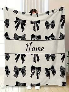 Personalized Pink Bow Anime Theme Flannel Blanket, Custom Name Soft Cozy Throw, Tear Resistant, Machine Washable, Digital Print, Polyester, All Seasons, 280gsm - Ideal For Couch, Bed, Camping & Travel,For Mother's Day,For Birthdays,For Father's Day,For Graduation,For Weddings,For Christmas,For Housewarming Sofa,Bed,Car,Bedroom,Living Room Washable,Lightweight,Breathable,Durable Cozy,Comfortable,Warm,Soft,Simple Custom,Personalized Ideal Gifts For Him,Ideal Gifts For Her