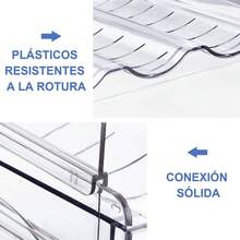Organizador Apilable Botellas y Vasos Plástico Transparente - Para 16 Botellas Agua, Portátil y Ideal para Cocina, Gabinete, Despensa y Refrigerador - Transparente - Ver 4