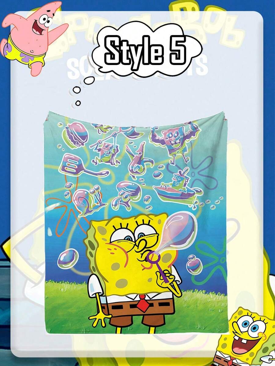 SPONGEBOB Spongebob SquarePants Coral Fleece Blanket, Bring The Warmth Of Bikini Bottom Home! It Is Suitable For Warm Companionship While Watching TV On The Sofa, A Considerate Little Blanket For Office Midday Rest, A Cartoon Decoration In Children's Rooms, A Photo-Taking Tool For Camping And Picnics, And Has Multiple Uses. It Can Be Used As A Nap Blanket, Sofa Blanket, Air-Conditioned Quilt Or Picnic Mat.
