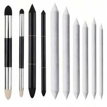 Set de 10 piezas: Lápices de carbón gris, pinceles esponja para bocetos, set de lápices de papel, borrador de boceto detallado, estompa de mezcla, pinceles esponja de medios mixtos de arte, borrador de resaltado de arte