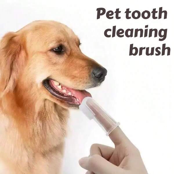 1pc Dog & Cat Finger Toothbrush, Pet Finger Toothbrush, Pet Teeth Cleaning Finger Brush; Pet Cleaning Supplies, Dog Stuff, Cat Supplies, Pet Grooming, Must-Have For Dog & Cat Owners, Dog & Cat Accessories