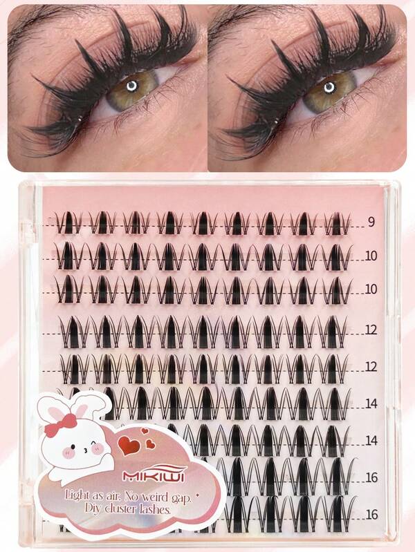 طقم شرائح رموش فردية من ميكيوي 81 قطعة، رموش مانجا بشكل D مجعد بطول 10-16 مم، رموش حجم ناعم ذات مظهر طبيعي، لتمديد الرموش DIY في المنزل للمبتدئين