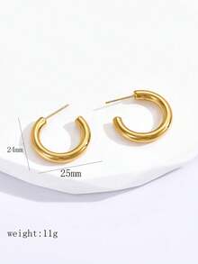 时尚个性嘻哈风网红简约金属质感女士不锈钢耳环，适合日常佩戴