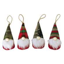 Juego de 4 adornos navideños de gnomo, muñeco de peluche sin rostro, colgantes decorativos para árbol, hogar y vacaciones. - Verde Oliva - Ver 6