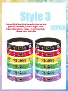 6 pièces/12 pièces Bracelets en silicone Paw Patrol, thème Paw Patrol, décoration de chambre, décoration de maison, décoration murale, décoration scolaire, décoration de dortoir, fournitures de rentrée scolaire