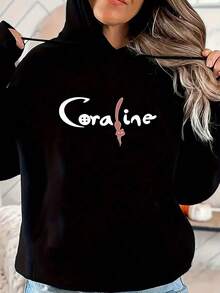 Cartoon Graphic Print Long Sleeve Pocket Dropped Shoulder Casual Sweatshirt - Black - View 2