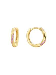 1 对 925 纯银耳环，方晶锆石镶嵌莫比乌斯环设计耳环，适合女士，1.7 厘米，适合情人节、生日、母亲节、感恩节，附赠精美礼盒 - 紫色 - 查看 3