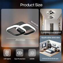 1 件室内吊灯，双面吸顶灯 3000K-6000K，适用于走廊、楼梯、门廊、露台、客厅、厨房 - 三色光 - 查看 6