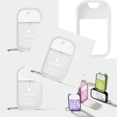 Touchland Hand Sanitizer Mist Case 30 Ml. Protective And Stylish Hand Sanitizer Spray Accessory Silicone Case With Keyring Icy White