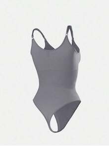 1pc Women Seamless Shaping Bodysuit With Thong Bottom, Slimming Bodyshaper Tummy Control Flat Belly Sheath Jumpsuit Shapewear Waist Trainer Shaper - 深灰色 - 查看 8