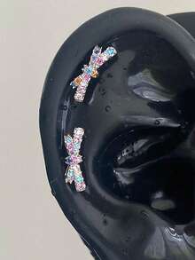 1 Pendiente de diamante rosa, pendiente colgante de conejo, zanahoria, gato y pez, pendiente de diamante de moda y temperamento femenino