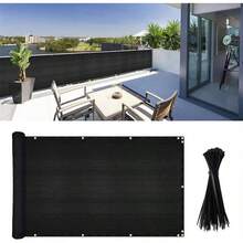 3x10Ft Balcony Privacy Screen, Apartment Railing Cover Sunshade Wind, Outdoor Privacy Fence Screen Patio, Terrace, Porch Poolside Black - 4x10 英尺 + 黑色 - 查看 2