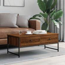 Coffee Table Brown Oak 101x49x39.5 Cm Engineered Wood - Brown - View 4