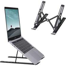 便携式笔记本电脑支架，超轻铝合金可调节笔记本电脑支架，笔记本电脑增高架，适用于桌面或旅行，适用于7-9.8英寸笔记本电脑，银色 - 彩色 - 查看 1