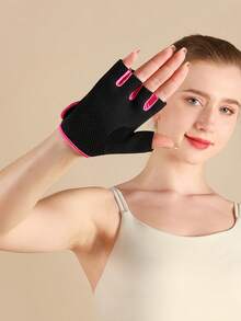 1双 - 男女款露指骑行手套专业健身房防滑透气半指夏季钓鱼女士自行车手套 - 彩色 - 查看 8