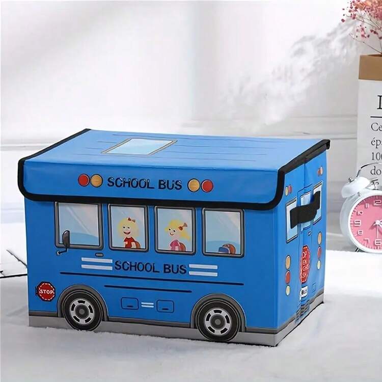 1Pc Cartoon Car Storage Box Kids Room Decorative Basket, Foldable Seasonal Clothes Storage Bin, Portable Organizer For Baby/Children's Room, Office & Home Use - Multicolor - View 8