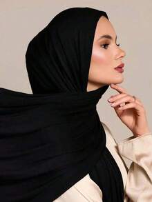 1 pieza Nuevo estilo Hijab chal de gran tamaño Jersey suave unicolor casual para mujer