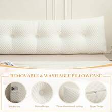 Soft Headboard Pillow Bed Wedge Pillow For Headboard With Side Pockets Dorm Headboard Twin Full Queen King Backrest Pillow, Bed Bolster Pillows For Back Support With Removable Cover - 奶油白 - 查看 3
