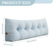 Soft Headboard Pillow Bed Wedge Pillow For Headboard With Side Pockets Dorm Headboard Twin Full Queen King Backrest Pillow, Bed Bolster Pillows For Back Support With Removable Cover - Màu xanh nhạt - Xem 10