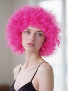 Peluca afro corta y esponjosa con flequillo, peluca de estilo hippie disco rizado sintético unisex para Halloween, Navidad, bar, club, fiesta rave, decoración, fotografía, accesorios de actuación en el escenario, opción ideal para regalos de cumpleaños, múltiples opciones de color, aspecto natural, fácil de usar