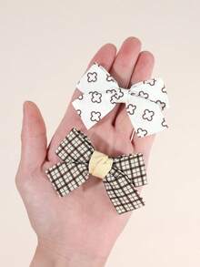 12 Stücke lässige Haarschleifen-Clips für Mädchen, karierte Schleifenspangen, braune Haarclips, Herbst Haaraccessoires, Mädchen Haaraccessoires für den Alltag